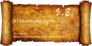Vitkovszky Erik névjegykártya